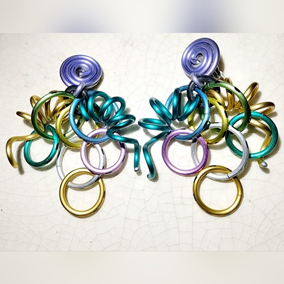david spada Jewelry - Rare Vintage DAVID SPADA Multi Colored Rings of Anodized Aluminum 1980s high fas
